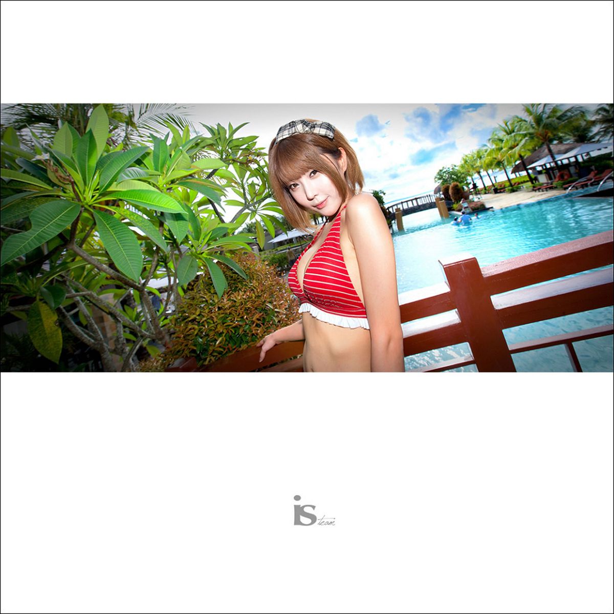 韩国超级车模许允美-红白条纹比基尼外拍 [93P]