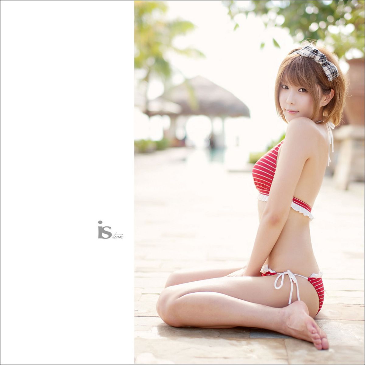 韩国超级车模许允美-红白条纹比基尼外拍 [93P]