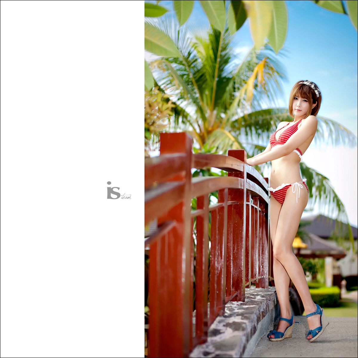 韩国超级车模许允美-红白条纹比基尼外拍 [93P]