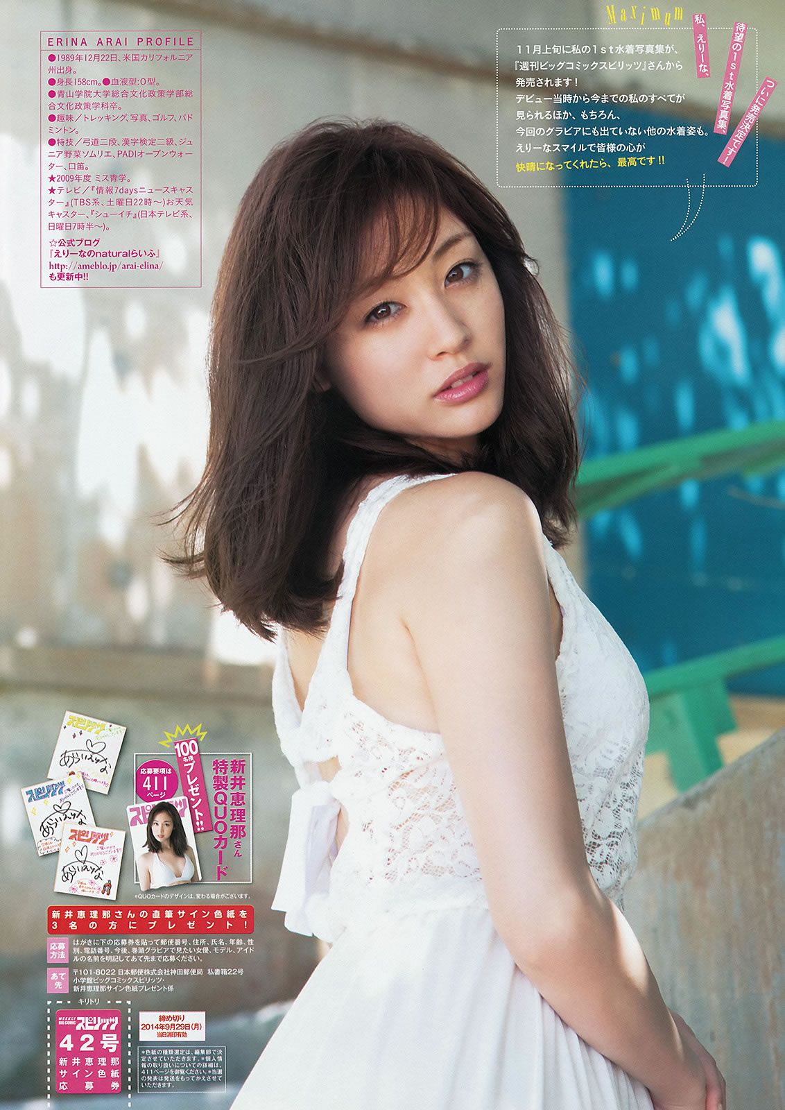 [Weekly Big Comic Spirits] 2014 No.42-45 新井恵理那 中世古麻衣 生田絵梨花 美馬怜子 [28P]