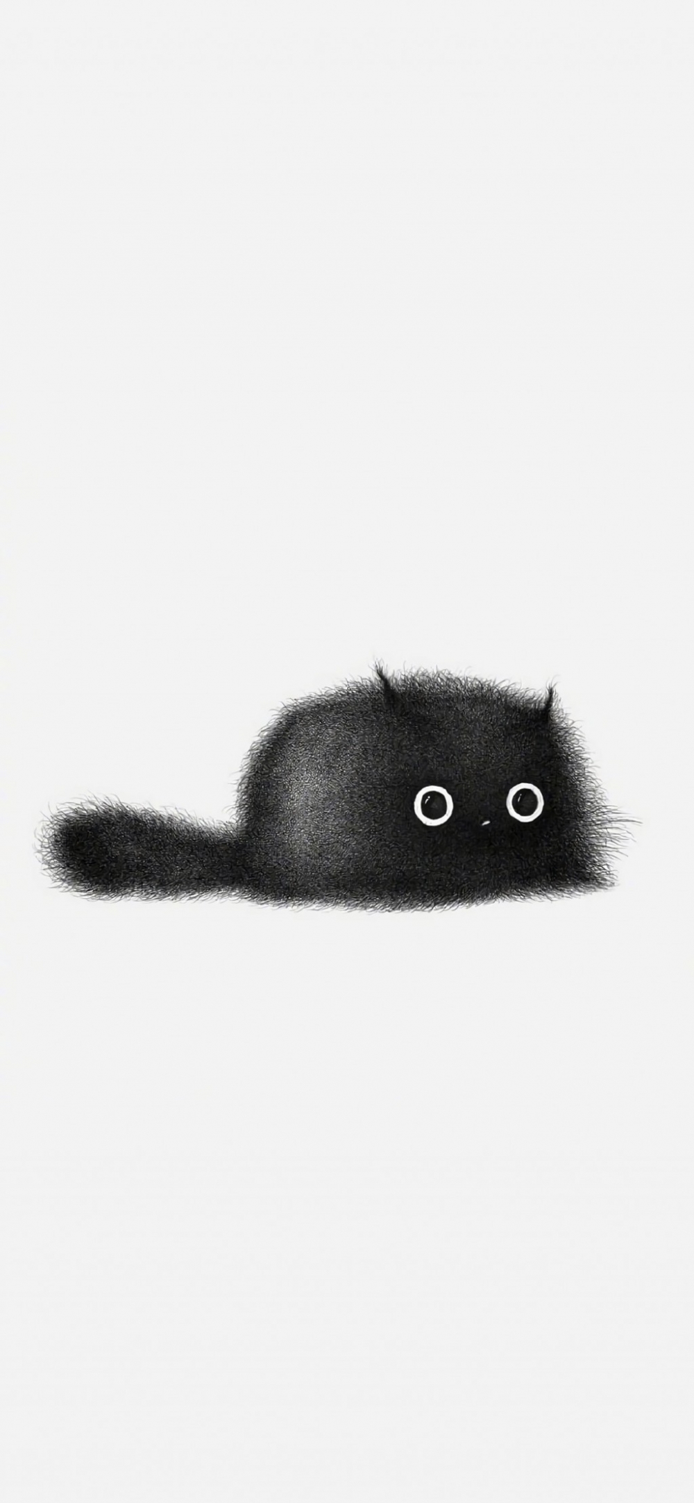 手绘全身黑色毛发猫咪卡通简约手机壁纸