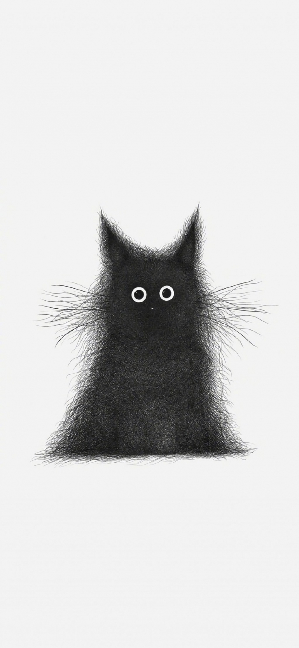 手绘全身黑色毛发猫咪卡通简约手机壁纸