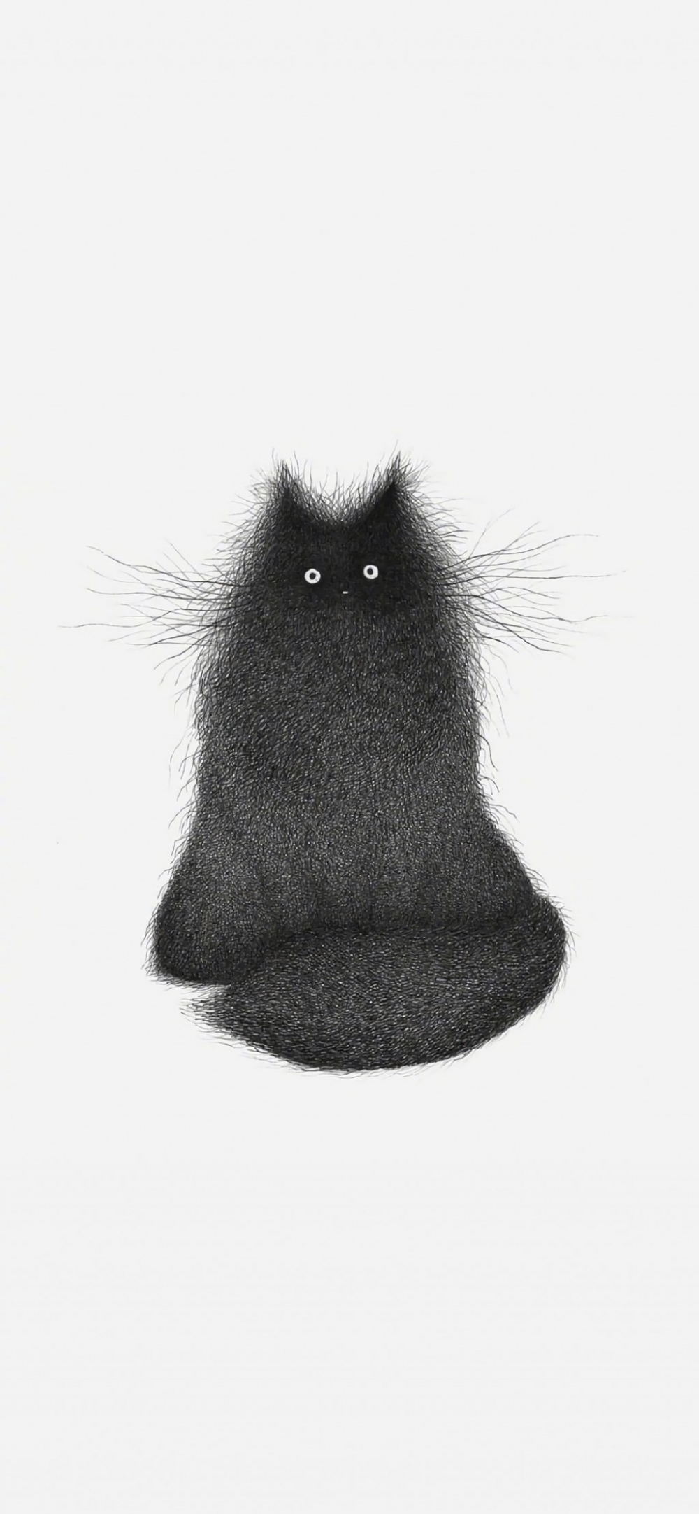 手绘全身黑色毛发猫咪卡通简约手机壁纸
