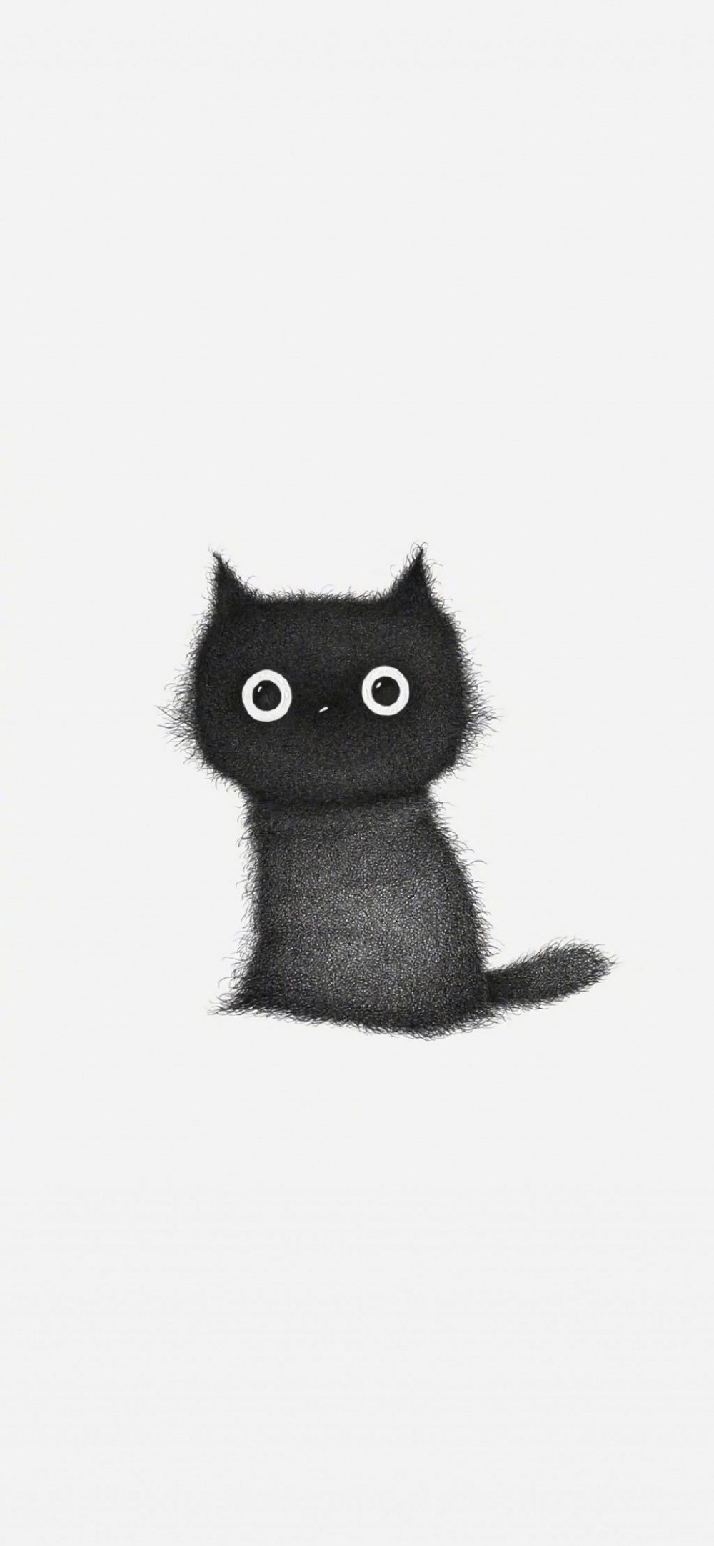 手绘全身黑色毛发猫咪卡通简约手机壁纸