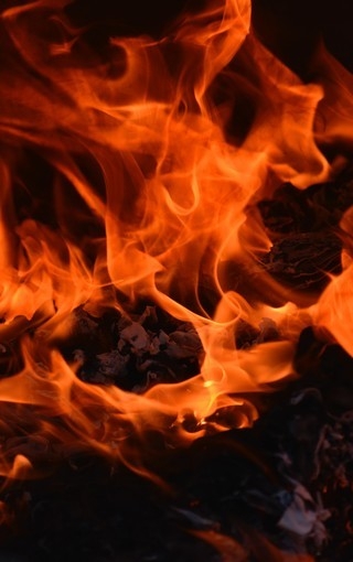 燃烧木炭火焰真实照片