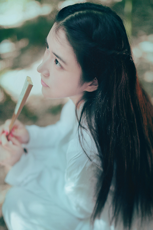 古风美女手机壁纸写真 竹林风系列古风清纯美女手机写真壁纸