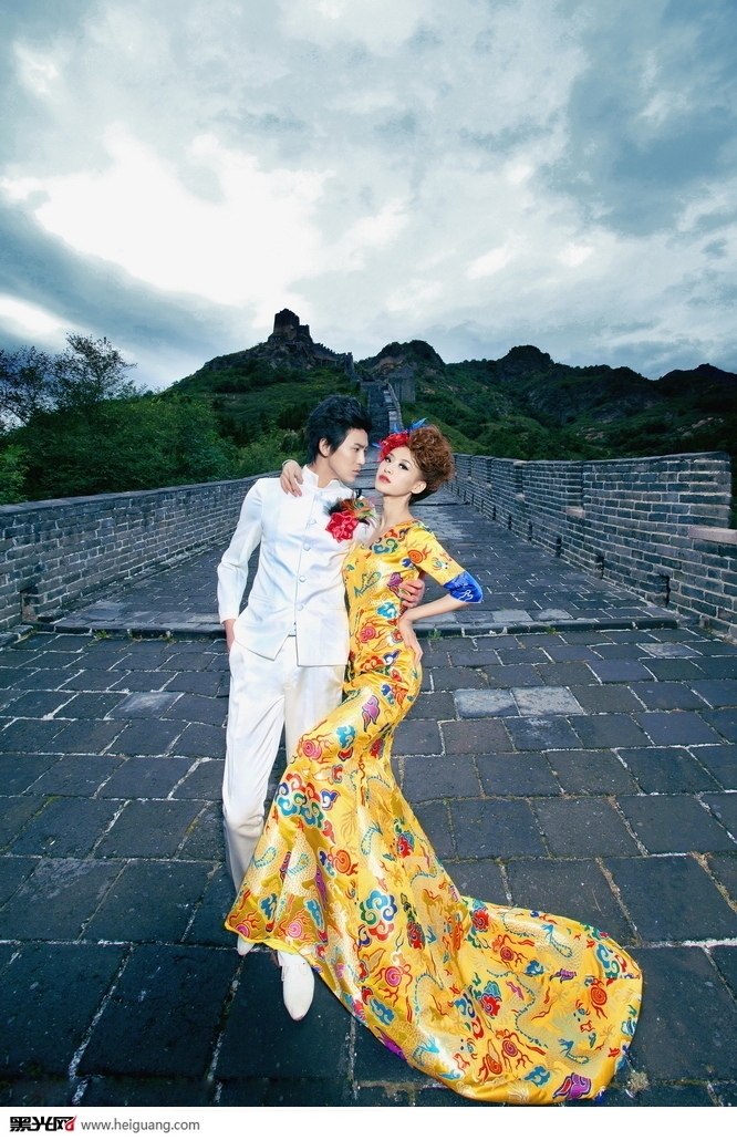 龙袍中国风 婚纱照