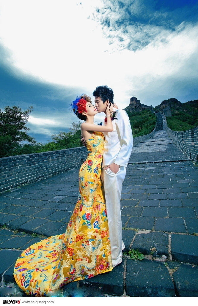 龙袍中国风 婚纱照