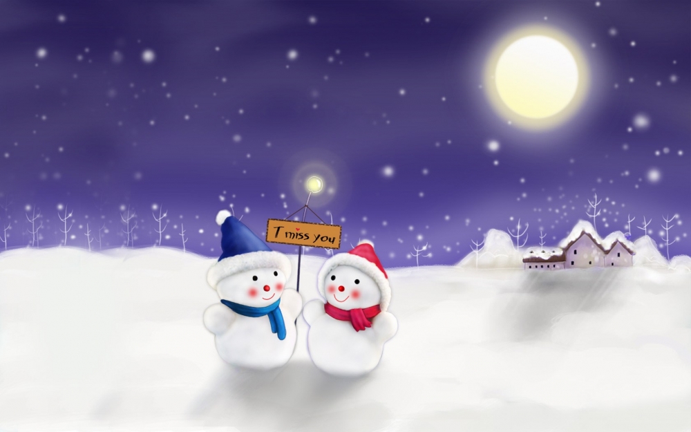 可爱的雪人爱情壁纸