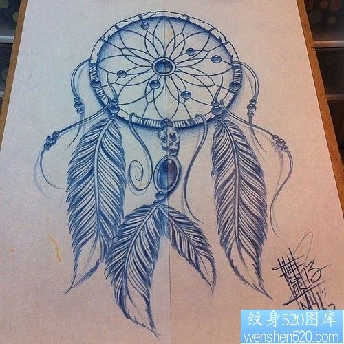 一款捕梦网纹身手稿图案