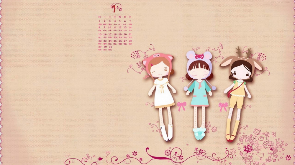 可爱剪纸女孩壁纸