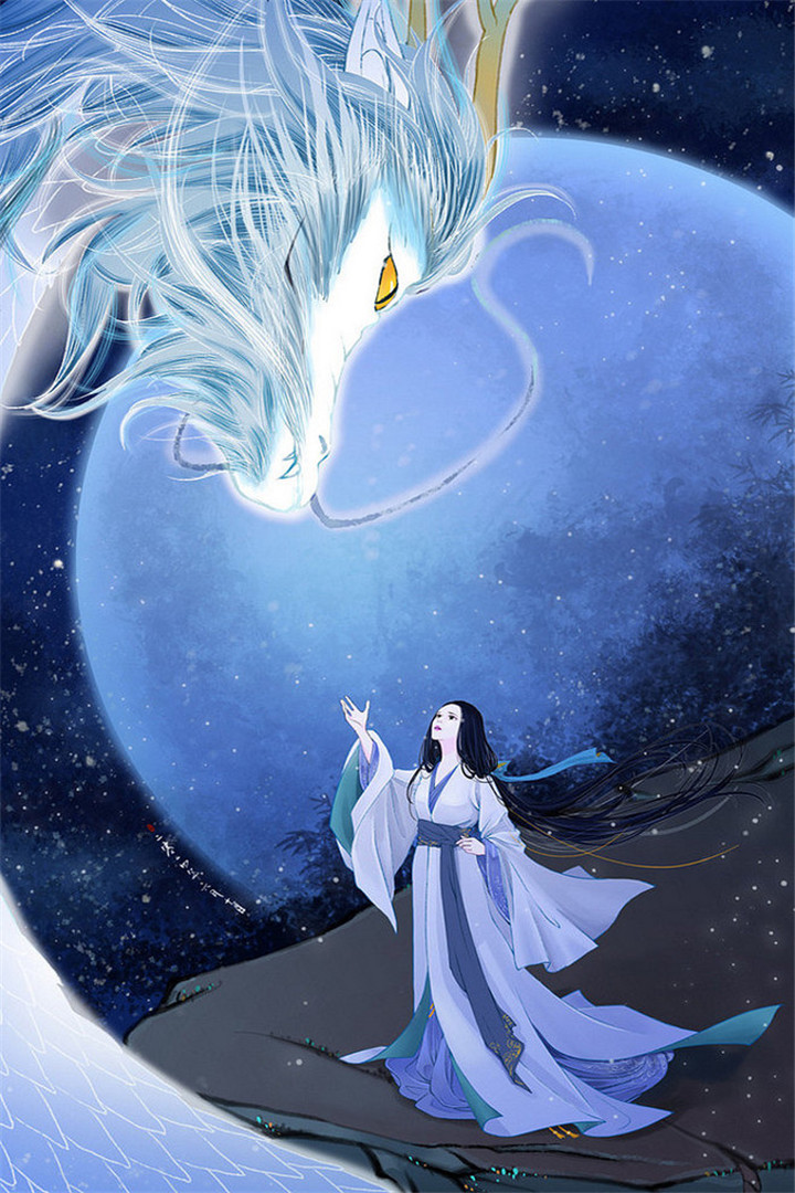 古风漫画美女手机壁纸  古风美女与动物唯美图片手机壁纸