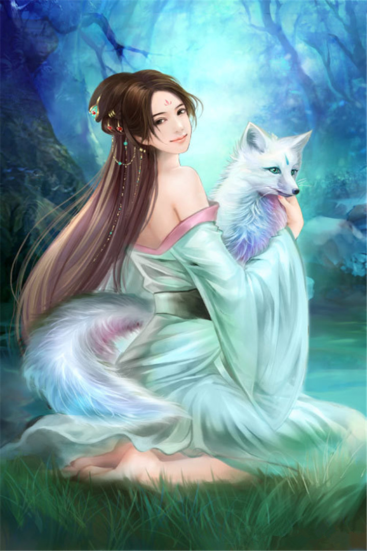 手绘美女手机壁纸 小清新古装美女手机壁纸手绘图片