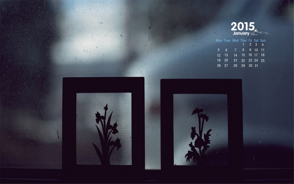 2015年1月日历简约灰色背景的创意个性图片素材桌面壁纸下载