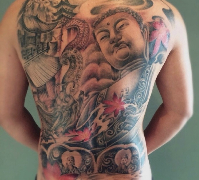 满背如来佛祖纹身图案个性威武