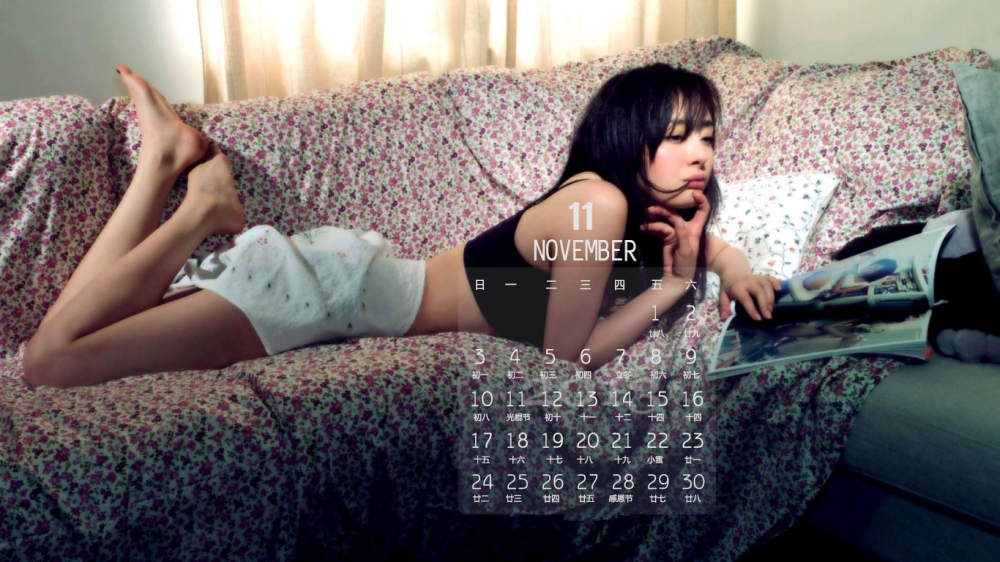 2013年11月性感美女日历桌面壁纸