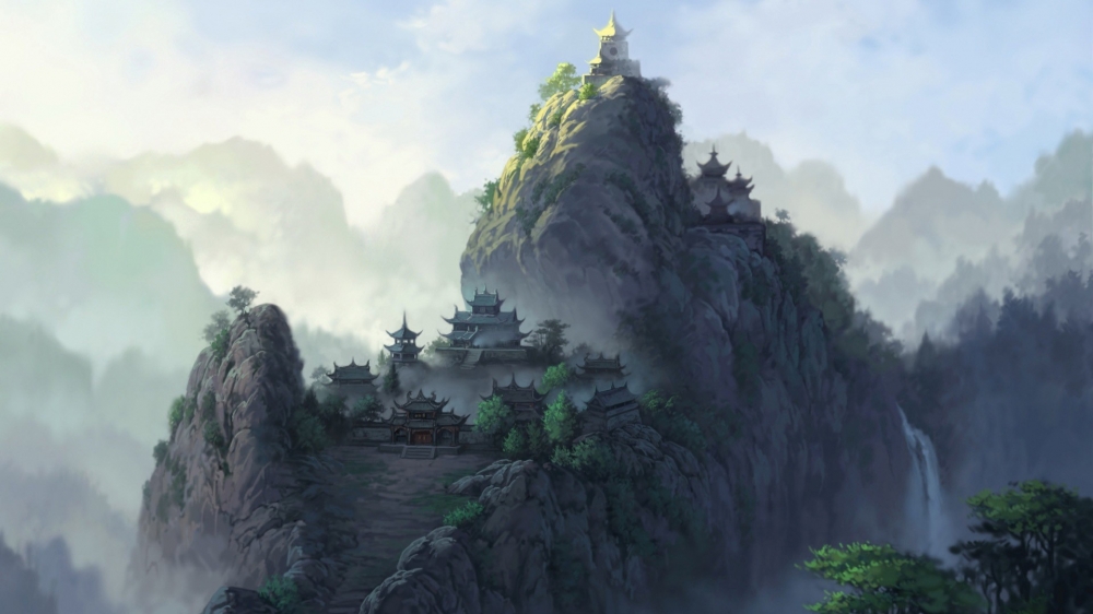 宽屏手绘山水风景