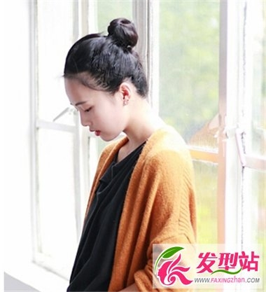 时尚韩式无刘海丸子头扎发 清爽可爱小清新范