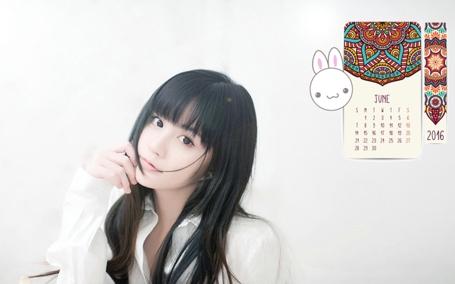 小清新简洁2016年6月日历电脑桌面壁纸