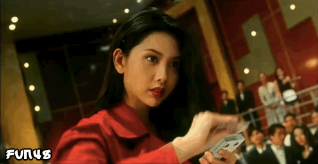 《赌神》女神邱淑贞叼扑克牌
