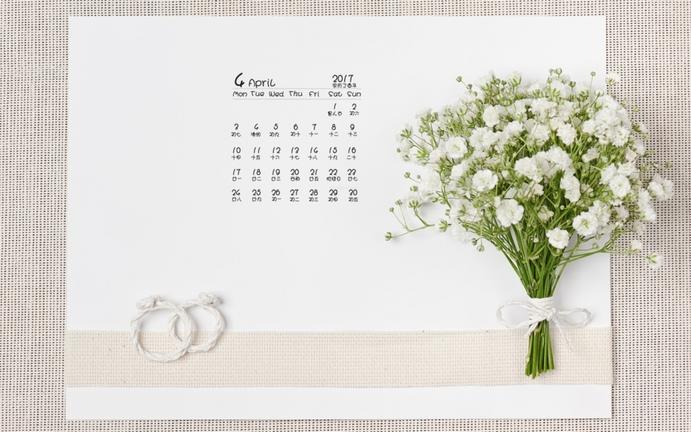 2017年4月唯美简约植物花卉日历壁纸