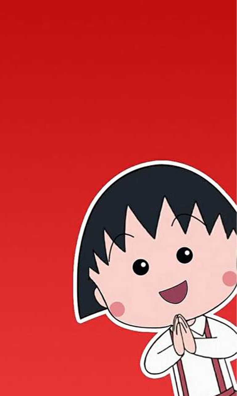 樱桃小丸子手机壁纸黑底 可爱动漫樱桃小丸子萌系高清手机壁纸