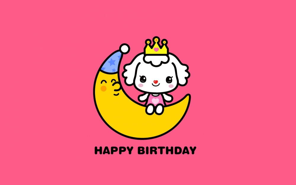 可爱卡通艾米莉生日快乐祝福电脑桌面壁纸