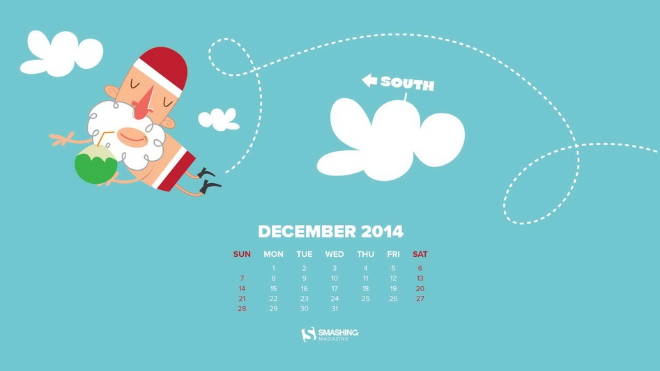 2014年12月高清日历宽屏壁纸