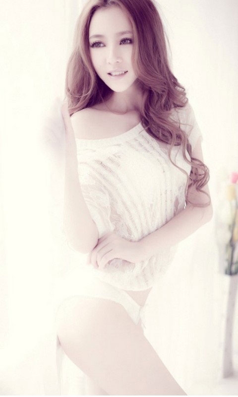 白色蕾丝美女诱惑手机壁纸