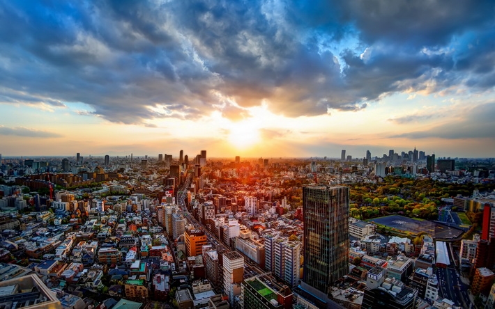 唯美都市夕阳高清桌面壁纸