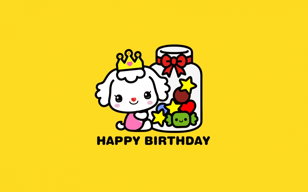 可爱卡通艾米莉生日快乐祝福电脑桌面壁纸