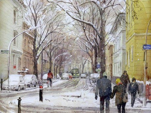 插画系 美丽的雪景