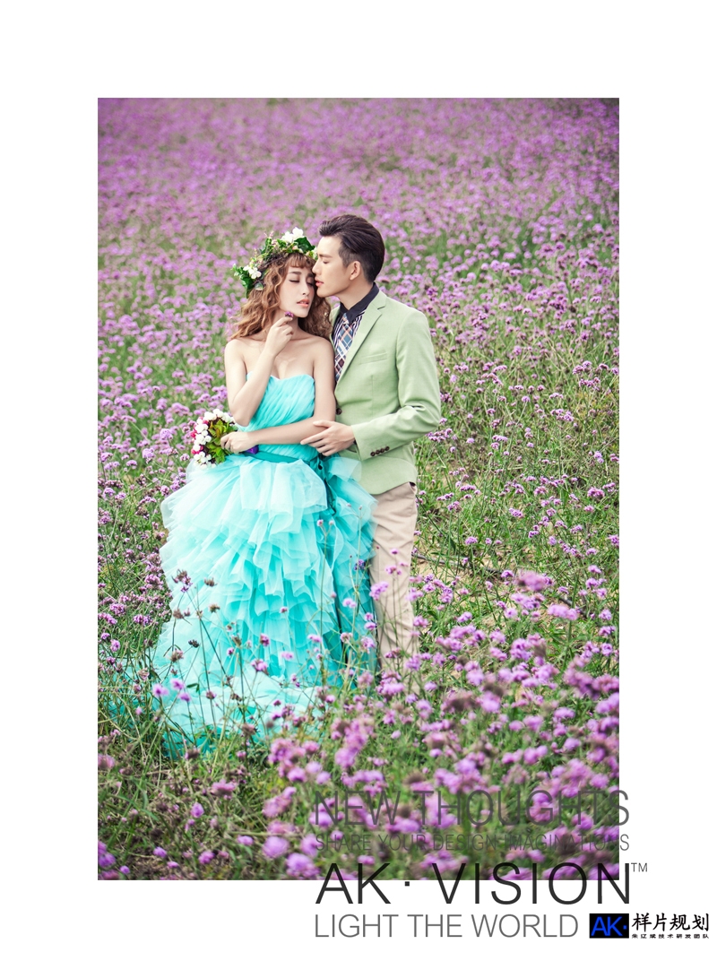 薰衣草婚纱照图片 美丽的薰衣草恋高清婚纱照图片
