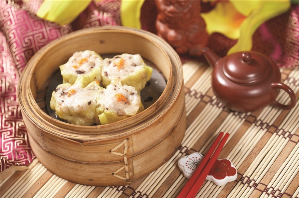 蟹黄烧麦中式菜品美食素材图片