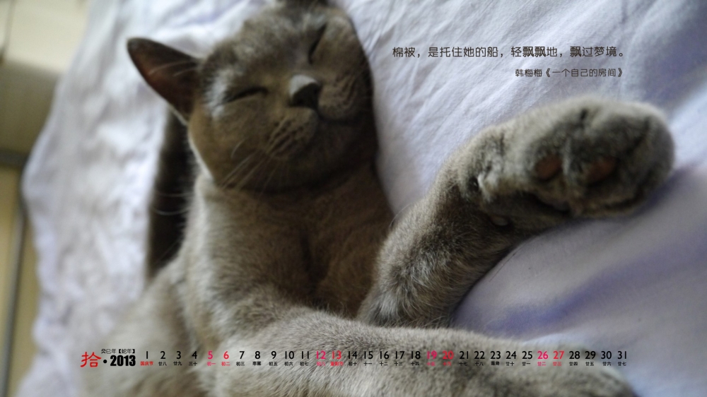 13年10月日历唯美可爱电脑桌面壁纸