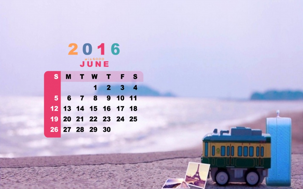 2016年6月日历小清新海边静物图片下载