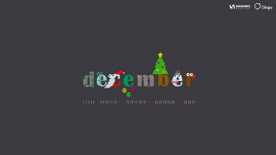 2014年12月高清日历宽屏壁纸