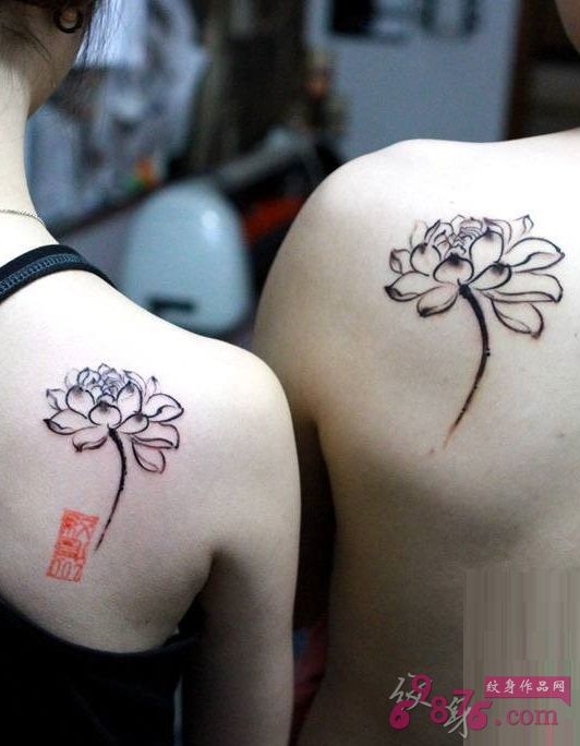 情侣莲花纹身图案大全图片