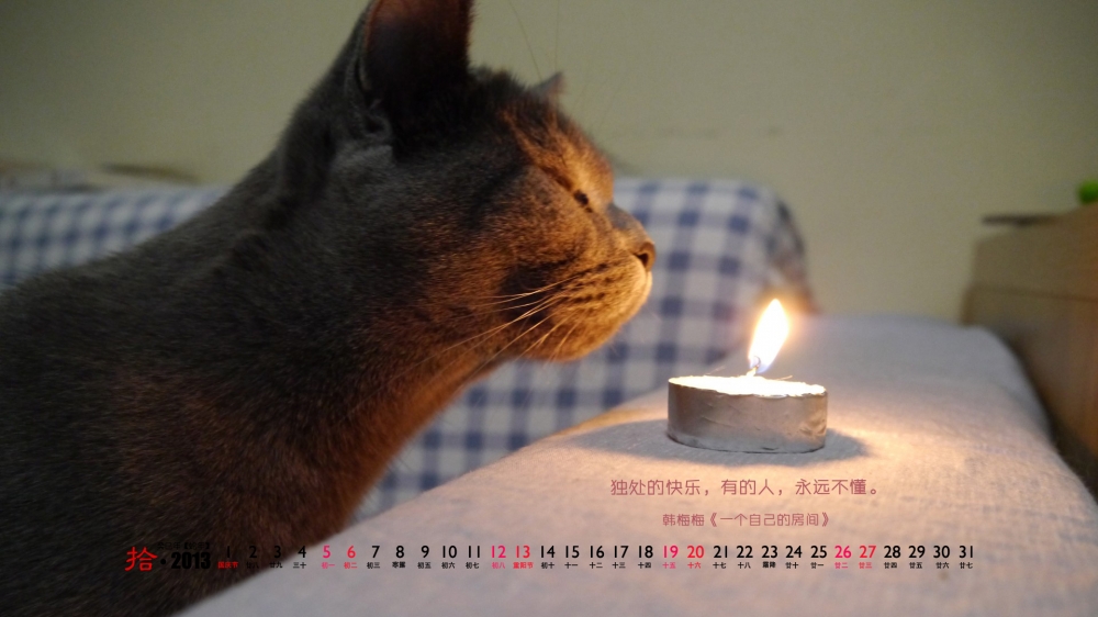 13年10月日历唯美可爱电脑桌面壁纸
