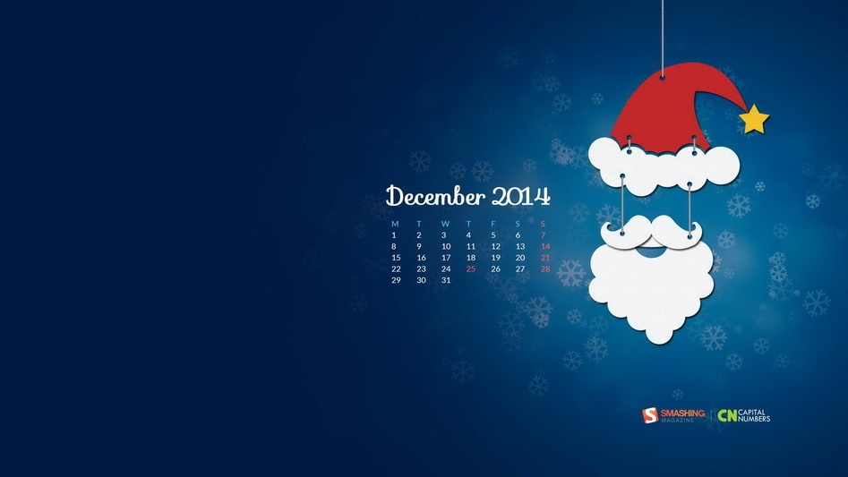 2014年12月高清日历宽屏壁纸