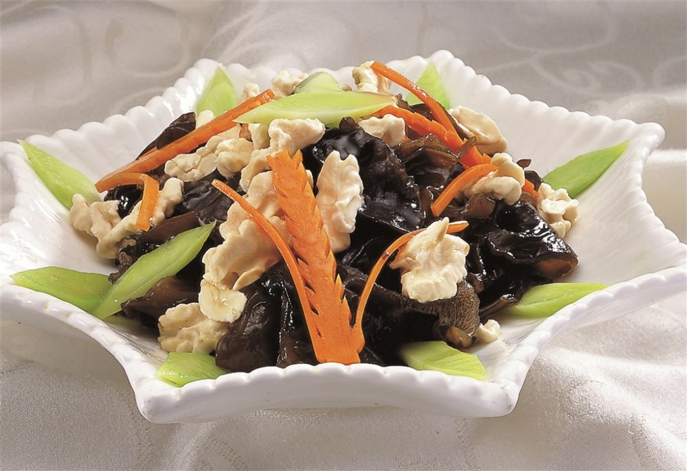 芥兰木耳拌桃仁凉菜系列美食素材图片