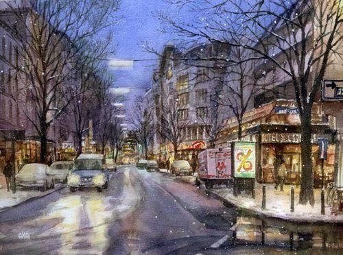 插画系 美丽的雪景
