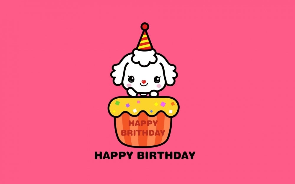 可爱卡通艾米莉生日快乐祝福电脑桌面壁纸
