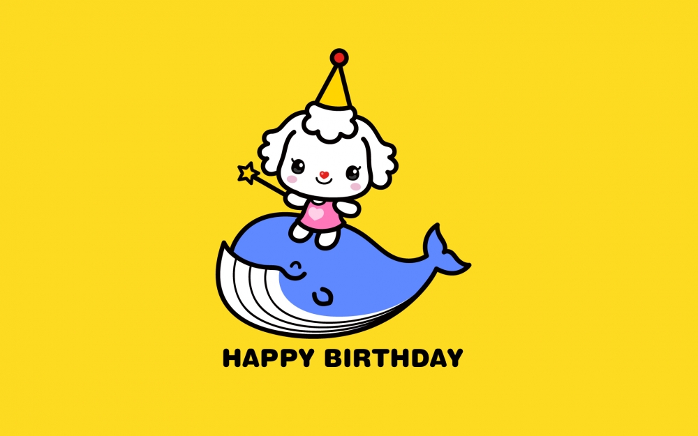 可爱卡通艾米莉生日快乐祝福电脑桌面壁纸