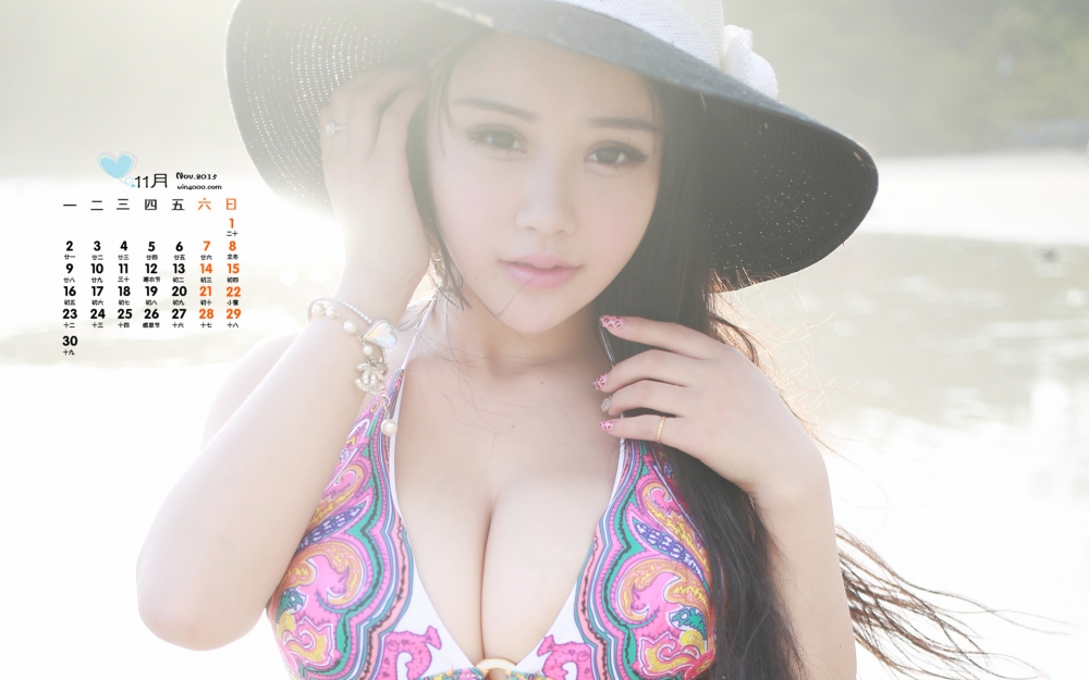 2015年11月日历巨乳美女Barbie可儿桌面壁纸下载1