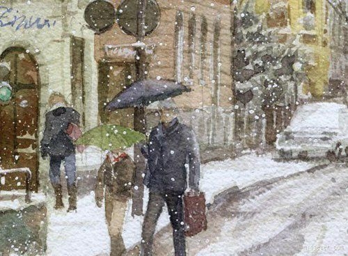插画系 美丽的雪景