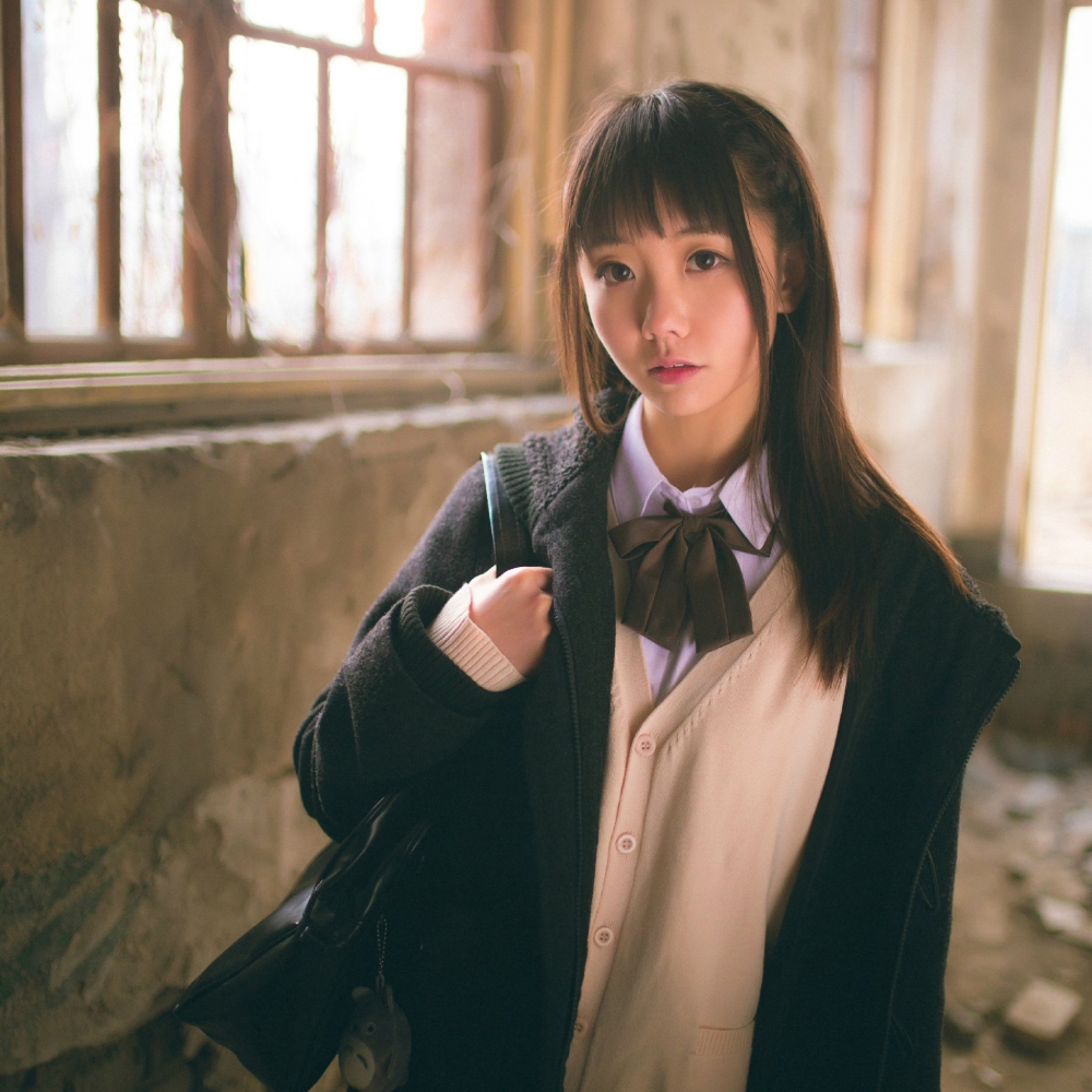 少女冬日日系JK制服写真平板高清图片