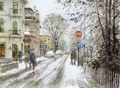 插画系 美丽的雪景