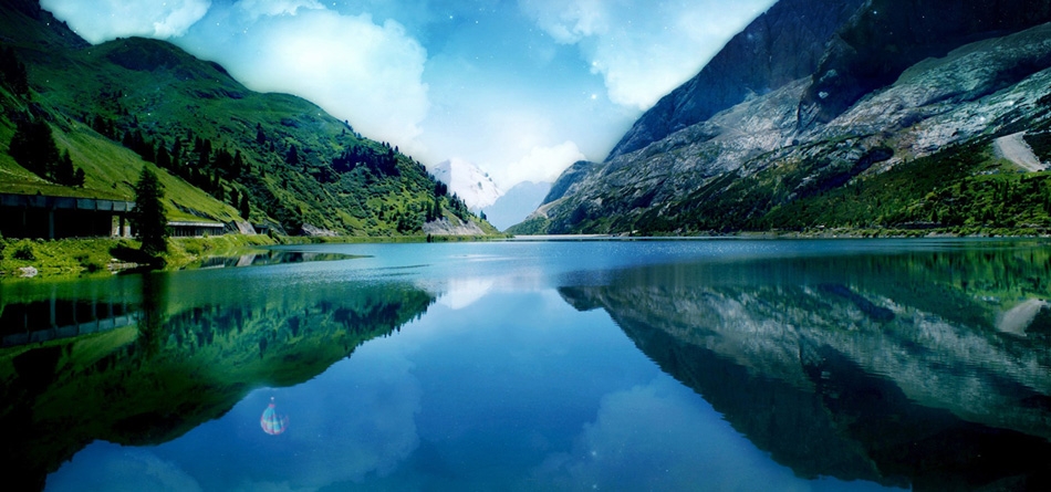 湖，山，倒映，自然风景桌面壁纸