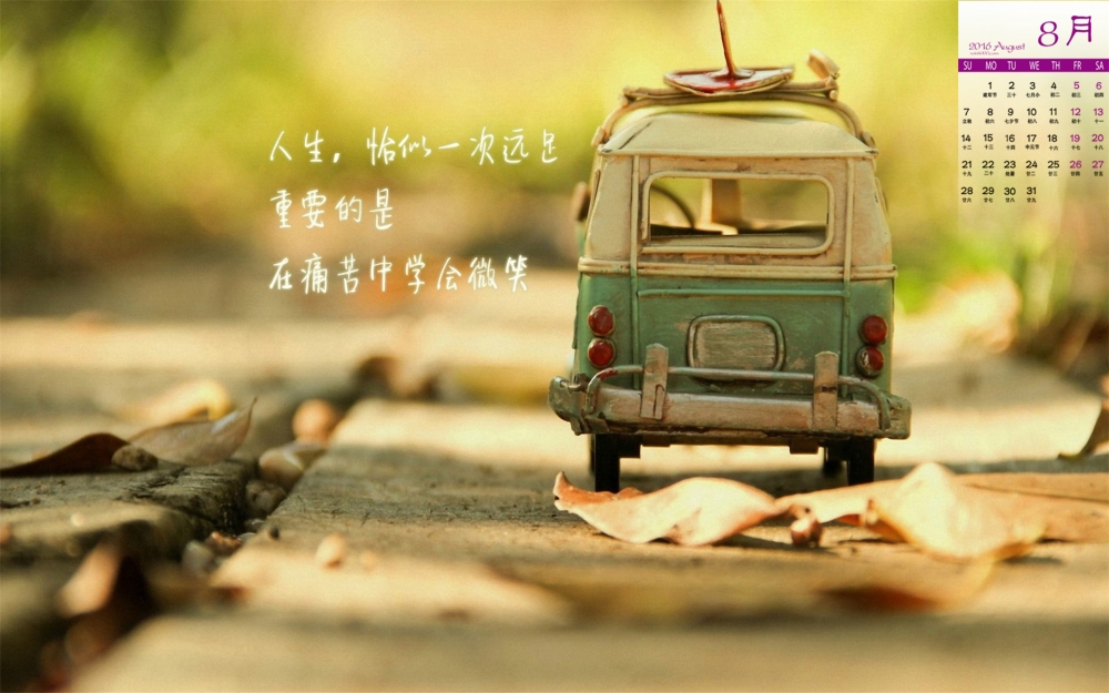 2016年8月日历唯美爱情箴言高清桌面壁纸图片